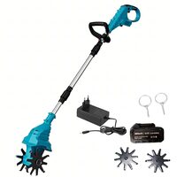 Motosapa electrica de gradina fara fir ADM, pliabila, motor cupru pur, 21V 18.5Ah, 300 RPM, latime lucru 15 cm, adancime 8-10 cm, turcoaz