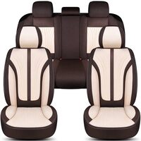 Set huse scaune auto Bremer Sitzbezuge, material textil in si velur microfibra, compatibil tetiere detasabile, maro cu bej, 15 piese