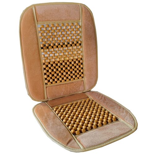 Husa scaun, RoGroup, cu bile din lemn, bej