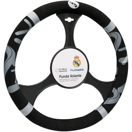 Husa volan Real Madrid, negru cu gri, 37-39 cm