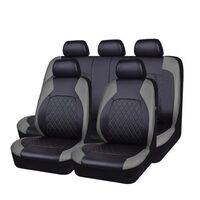Set Huse Scaune Auto RoGroup Roma, piele ecologica, cu fermoare pentru bancheta rabatabila, 9 Bucati, culoare gri cu negru 