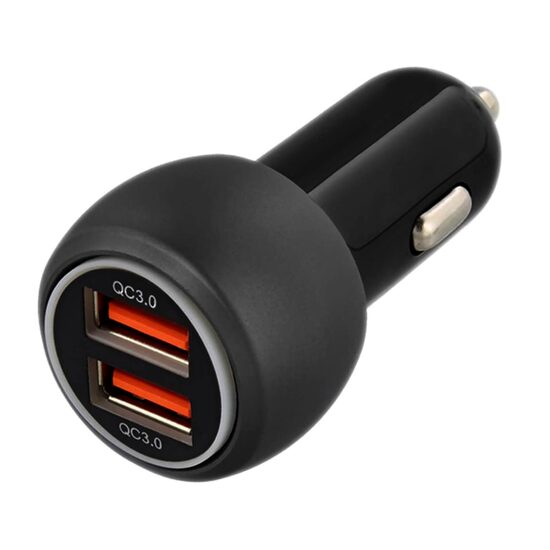 Incarcator auto Dual USB QC 3.0, 2 x 3A, incarcare rapida Fast Charging, design compact, negru