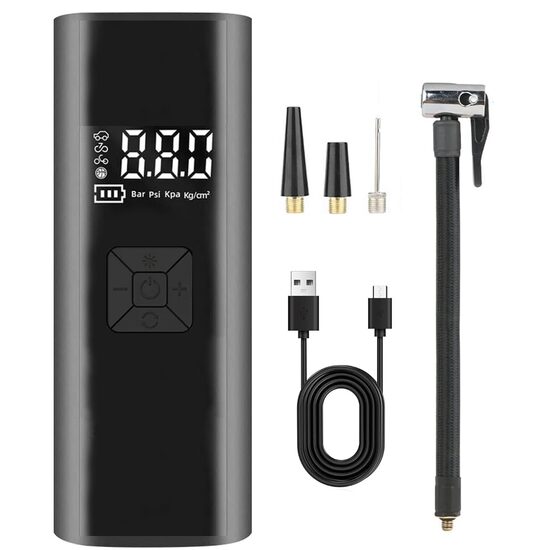 Compresor auto portabil, Siegbert, wireless, 80W 150PSI, acumulator 6000 mAh, negru