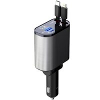 Incarcator auto rapid 4in1 Super Fast Charge 120W, USB + USB-C + cablu retractabil iOS/Android/Type-C, display LED, rotire 180°, corp aluminiu