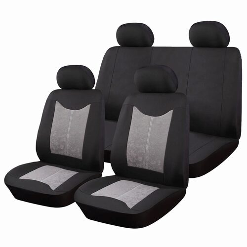 Set Huse Scaune Auto pentru Ssangyong Korando - RoGroup Sueden-Polyester, cu fermoare pentru bancheta rabatabila, 9 piese