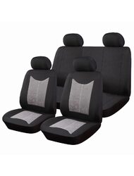 Set Huse Scaune Auto pentru Toyota Aygo - RoGroup Sueden-Polyester, cu fermoare pentru bancheta rabatabila, 9 piese